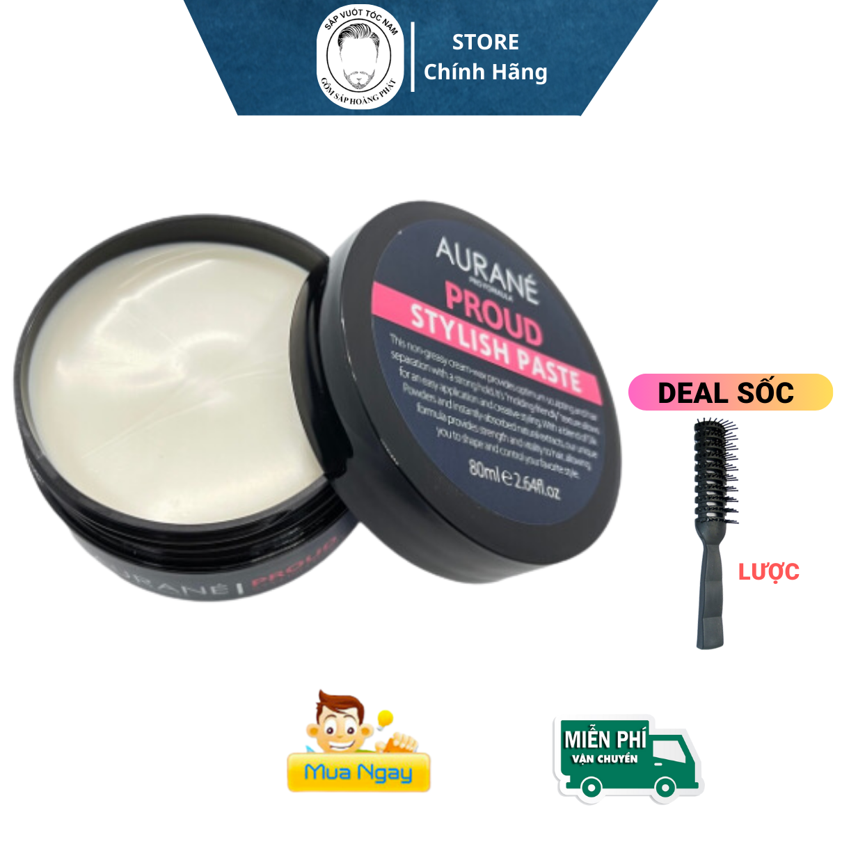 Sáp Vuốt Tóc Nam Aurane Cool Stylish Clay 80ml Tặng Lược