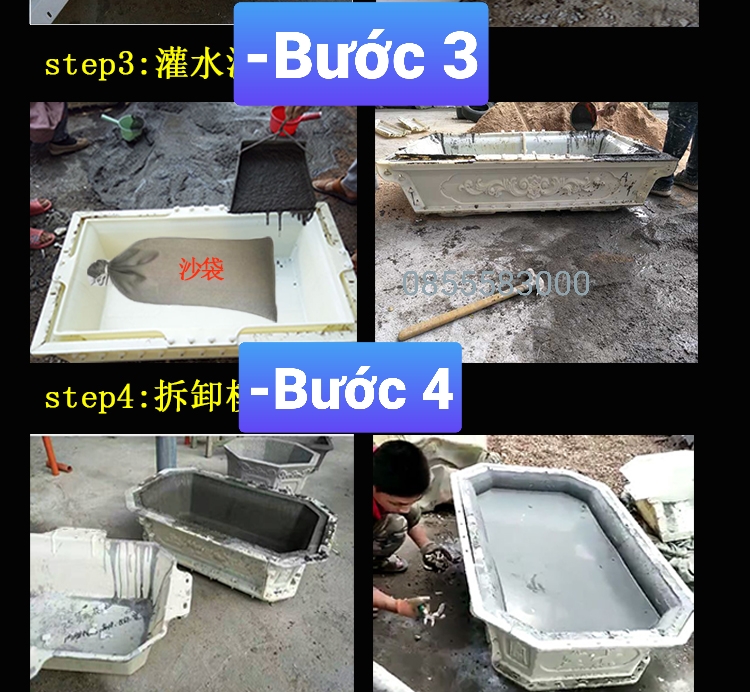 khuôn đúc chậu cảnh chữ nhật 1m2 (khuôn chậu ABS có lòng trong)