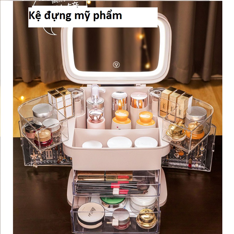 Kệ đựng mỹ phẩm có gương, Hộp đựng mỹ phẩm RET022