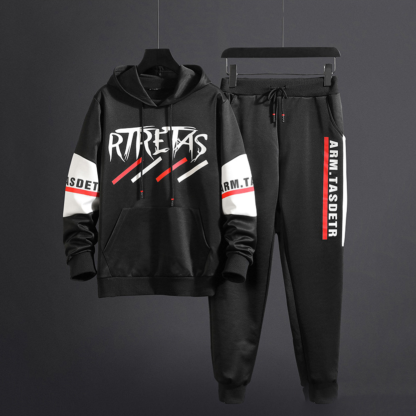 [ Voucher Giảm 50% ] Set Đồ Nam Áo Hoodie Dài Tay Mũ Trùm Đầu Họa Tiết Vạch RTRETAS Chất Thun Nỉ Dày Dặn Shiny Sunday MEN QA 057