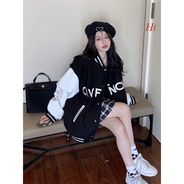 Áo khoác nỉ bomber phối tay CIVF