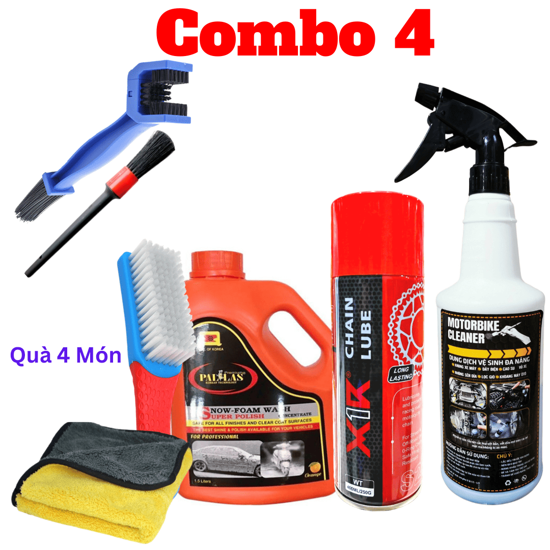 Combo 3 chai chăm sóc xe tại nhà motorbike cleaner,dưỡng sên x1r,rửa xe pallas,sonax,socare,bz tặng quà 4 món