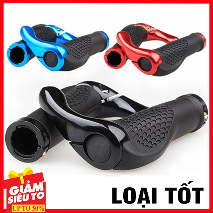 Bộ 2 Tay nắm sừng trâu xe đạp chống mỏi (Màu đen)