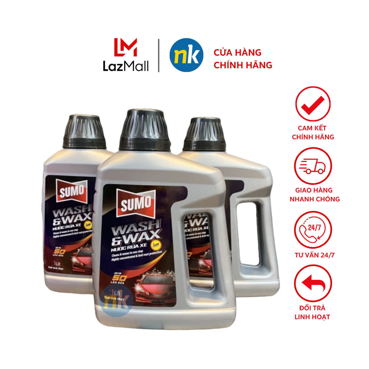 Nước rửa xe mẫu mới Sumo Wash & Wax 1L