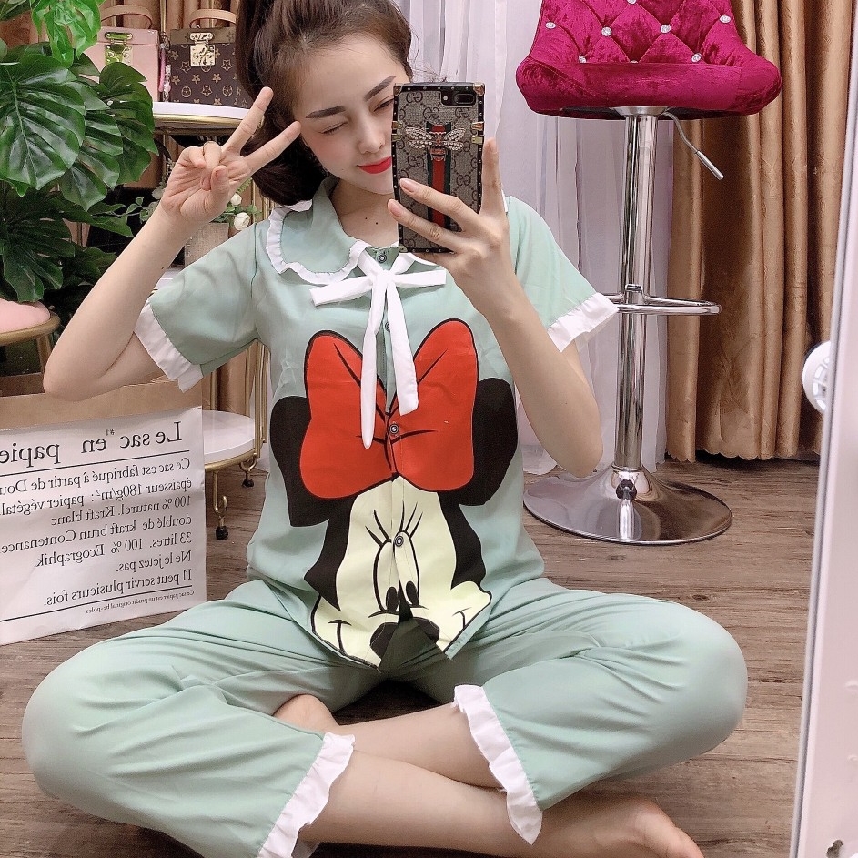 [TNQD]Đồ Bộ Pijama KATE LỤA MICKEY Siêu Đẹp Dưới 54kg
