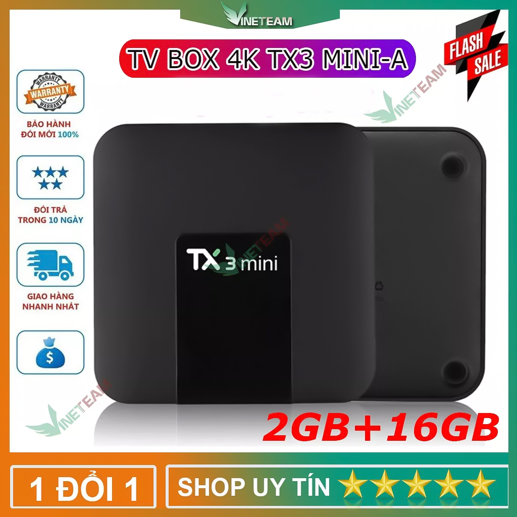 Android Tivi Box TX3 Mini RAM 2GB bộ nhớ trong 16GB  Chipset S905W Android 9.0 - Bảo hành 1 năm