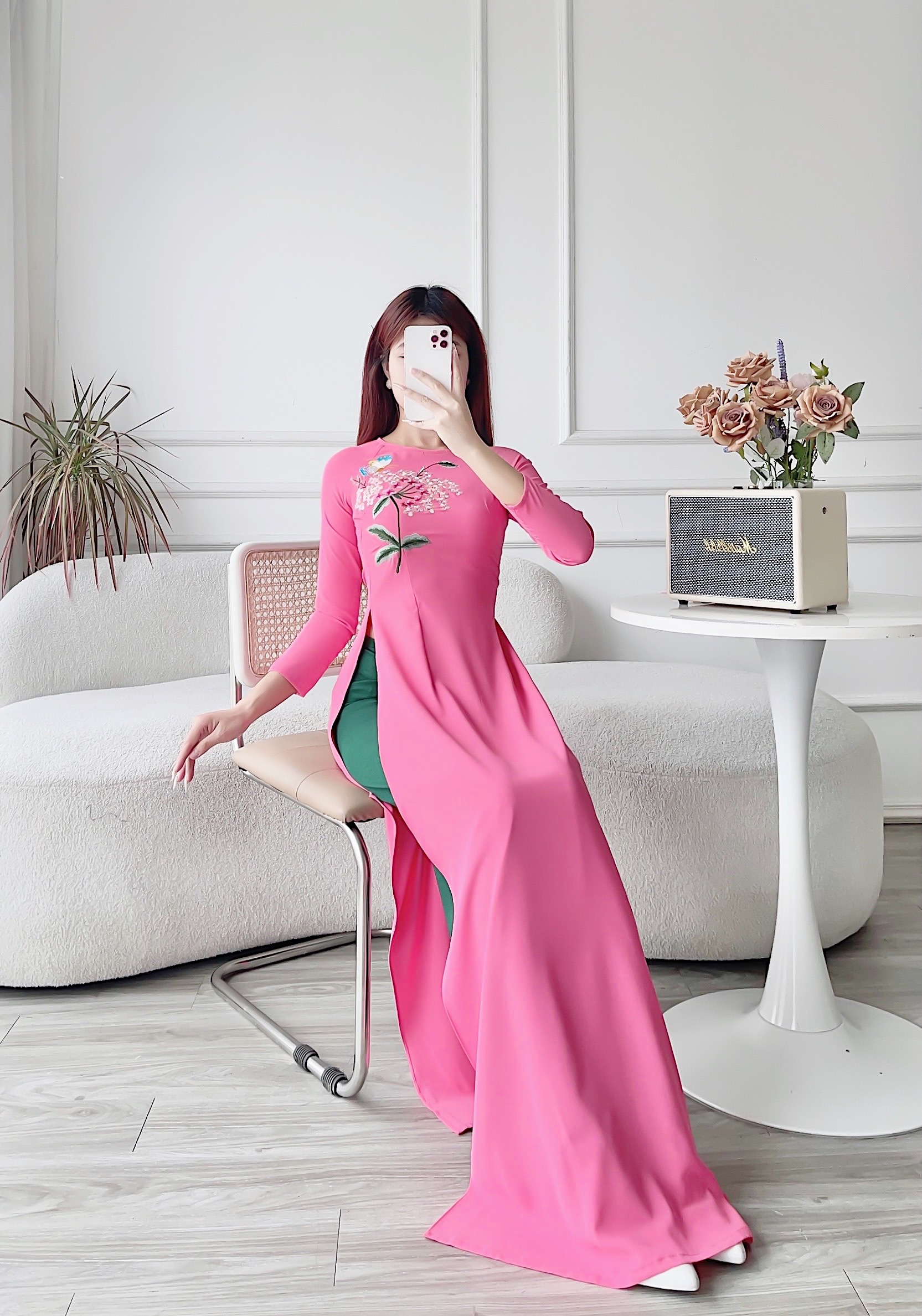 Áo dài áo dài cách tân lụa mỹ cao cấp áo dài nữ MÃ TK12