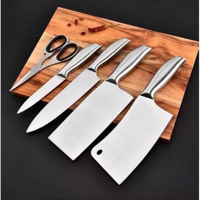 Bộ Dao Cán Đúc Nhật inox 6 Món Có Khay Đựng Dao - ( HÀNG CÓ HỘP )