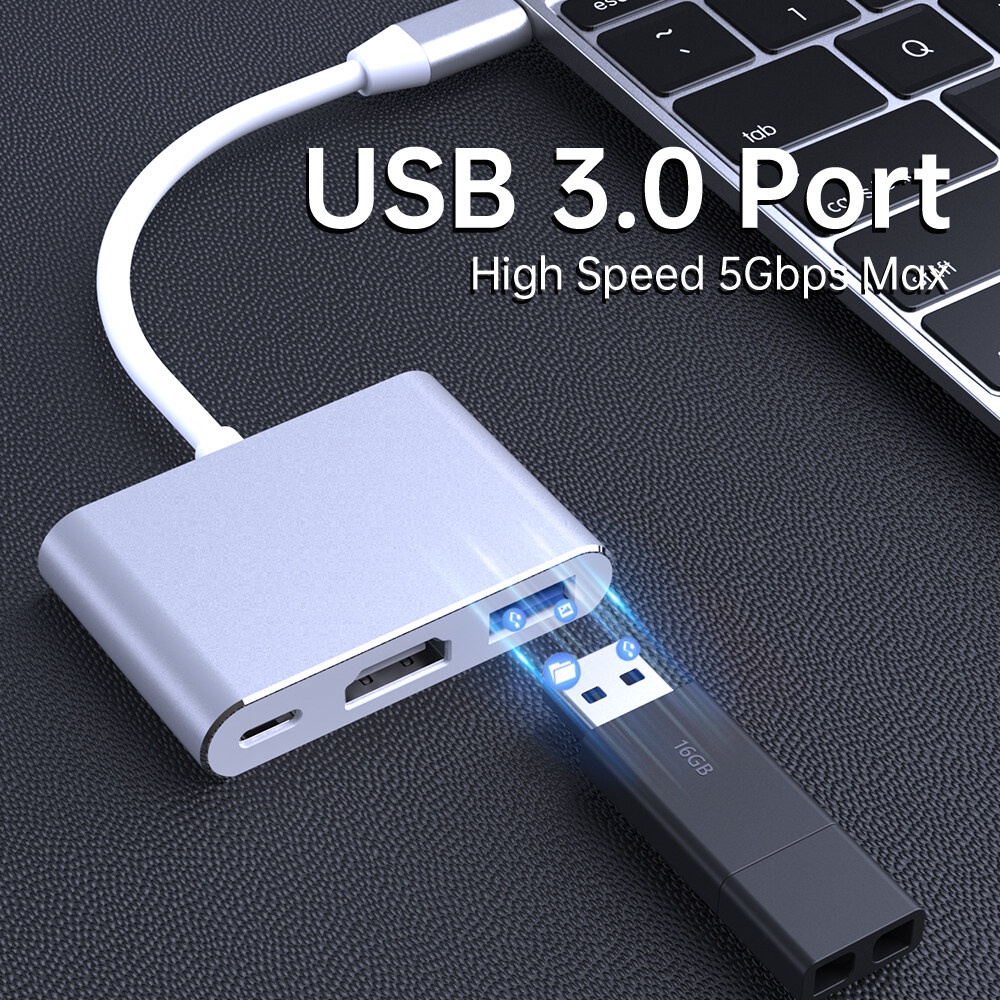Bộ chuyển đổi USB Type-C đến USB-C, 4K HDMI, USB 3.0 - TOYCITY