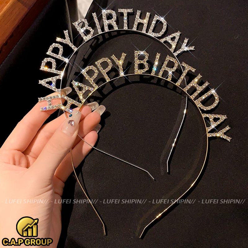 Bờm tóc nữ đính đá HAPPY BIRTHDAY sang chảnh cá tính Hàn Quốc