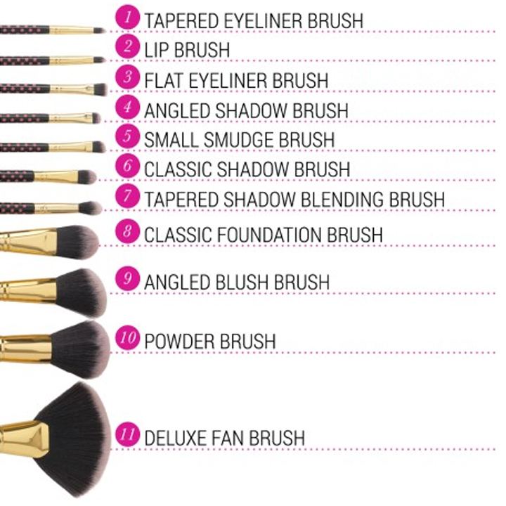 BH Cosmetics 11 Pcs Pink A Dot Brush Set