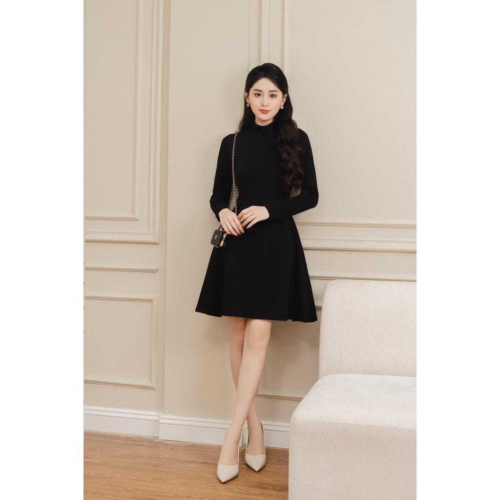 Váy len cổ lửng chân xoè  TIINSTORE VDD689