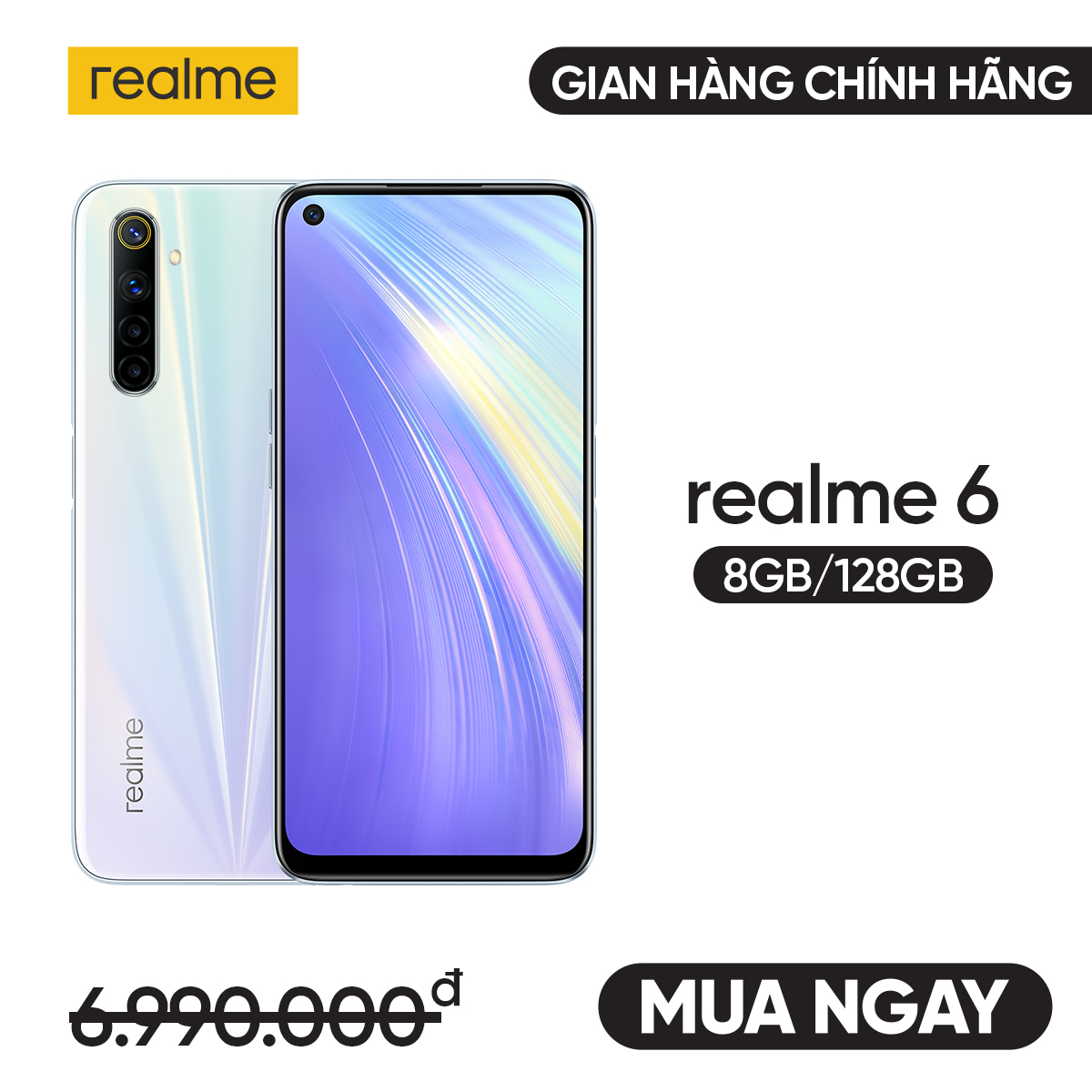 TRẢ GÓP 0% Điện thoại Realme 6 (8GB/128GB) - Màn...