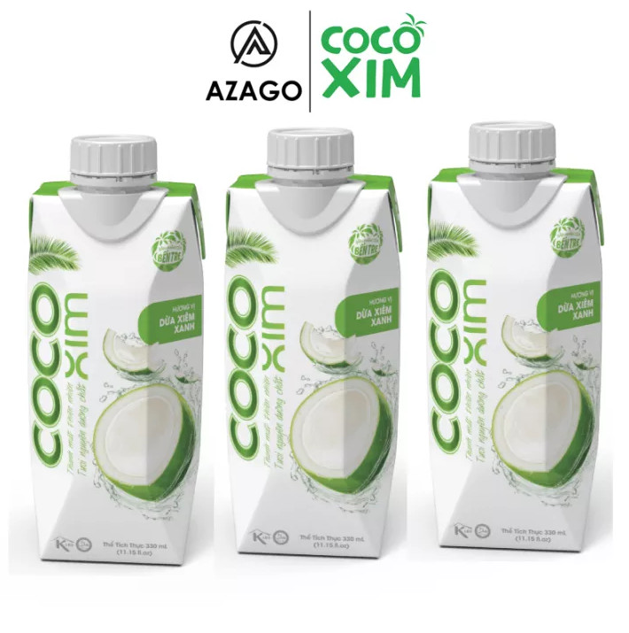 Combo 3 hộp nước dừa Xiêm Xanh Cocoxim Active 100% nguyên chất dừa tươi