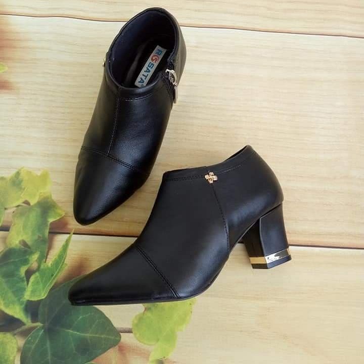 Giày boot bốt nữ cổ thấp 5 phân màu đen đỏ hàng hiệu rosata ro178