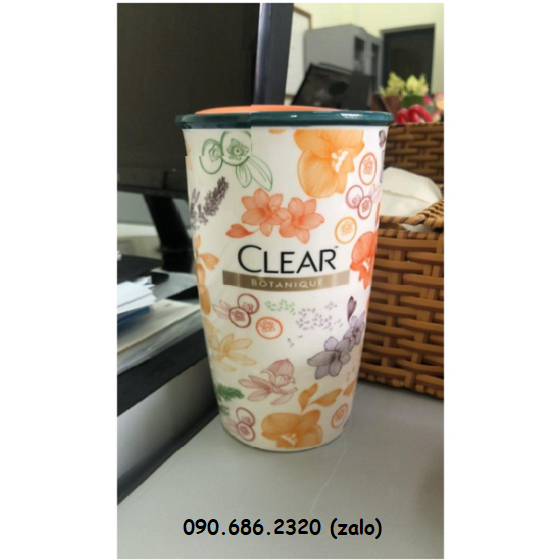 Ly sứ có nắp 550ml - ly sứ họa tiết