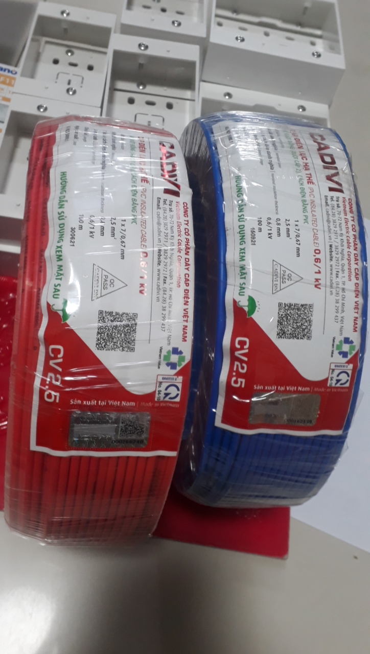 Dây điện cadi vi cv 2.5 mm giá 1 cuộn /100 mét
