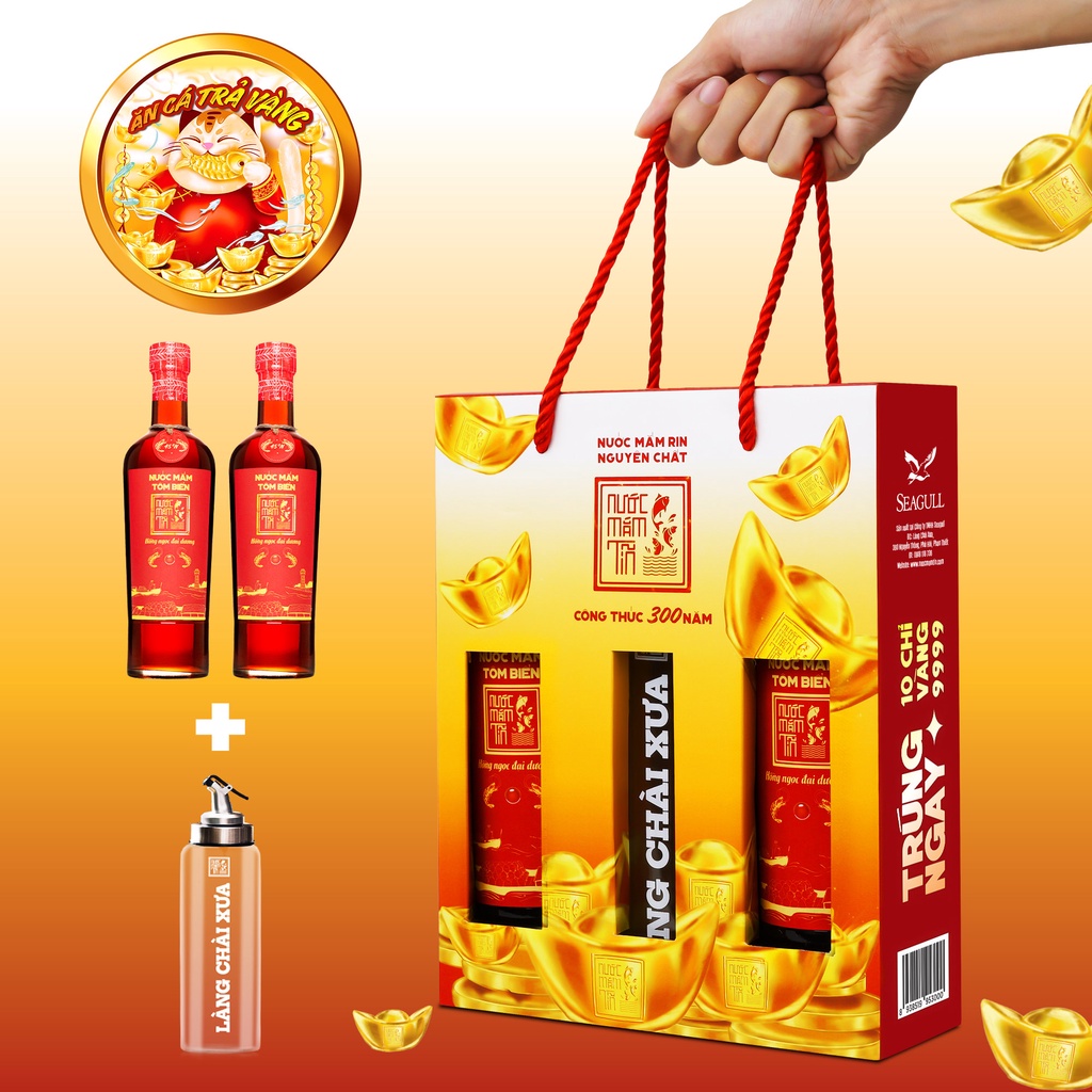 02 nước mắm tĩn tôm biển hồng ngọc đại dương độ đạm 45n 500ml + 01 bình rót một chạm cao cấp 500ml