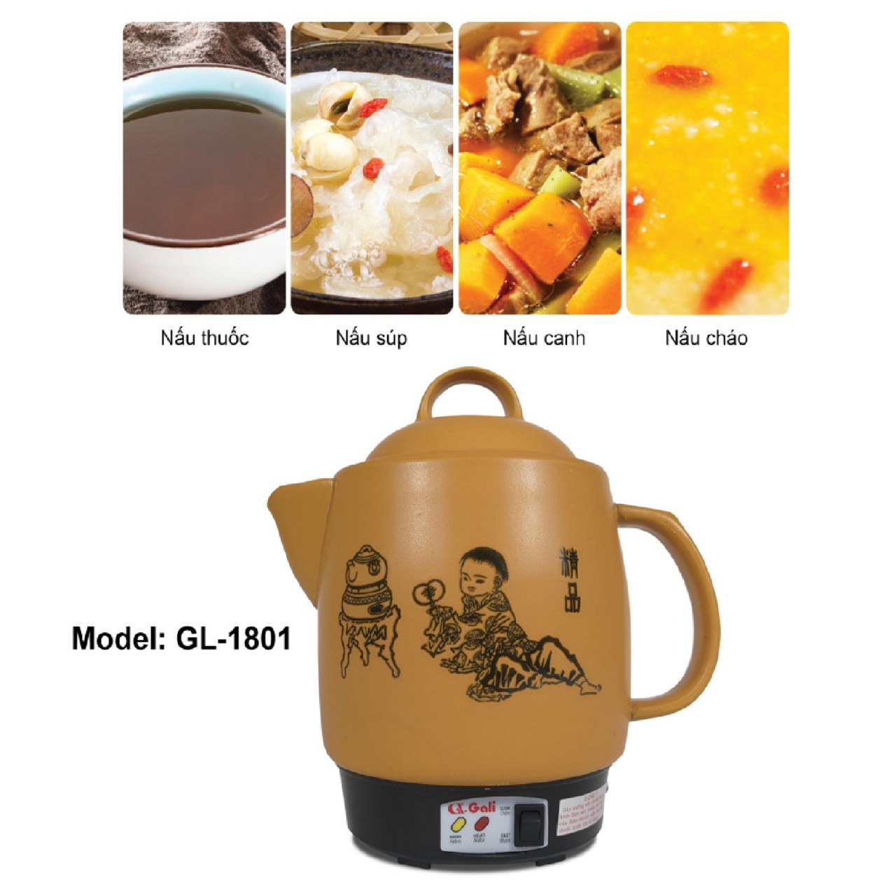 Ấm Siêu sắc thuốc Gali GL-1801 3.3 lít