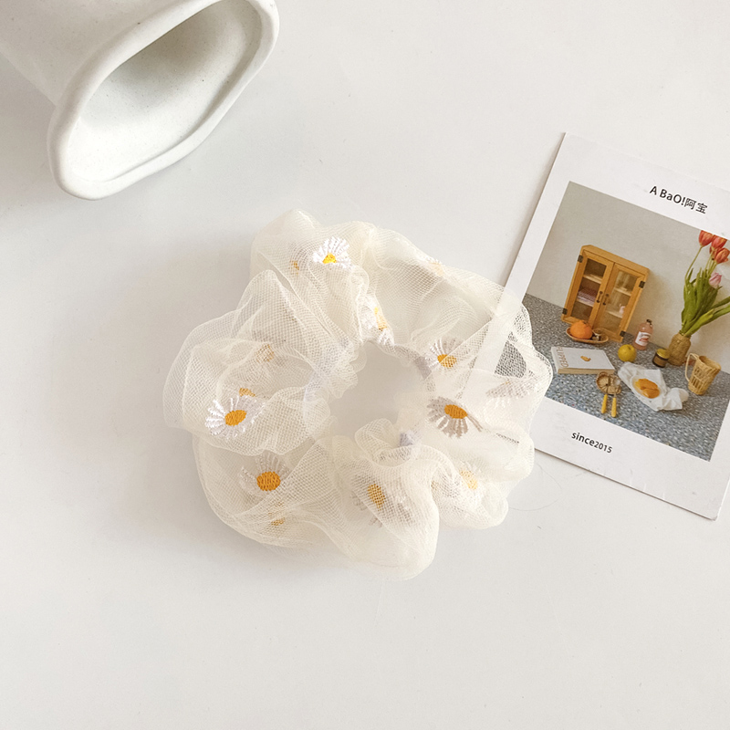 Dây cột tóc họa tiết thêu đáng yêu cho bé gái