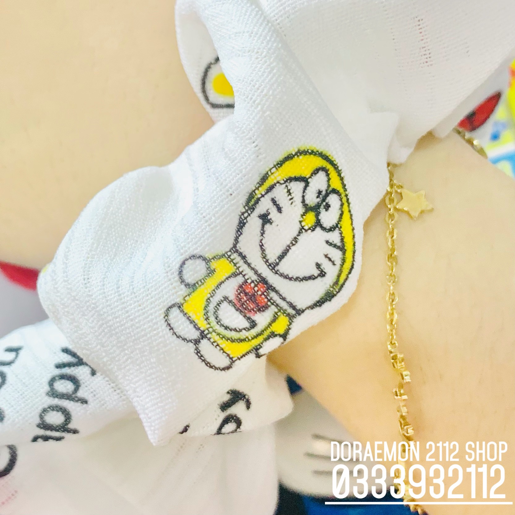 Hot Trend scrunchies cột tóc kiêm vòng đeo tay Doraemon