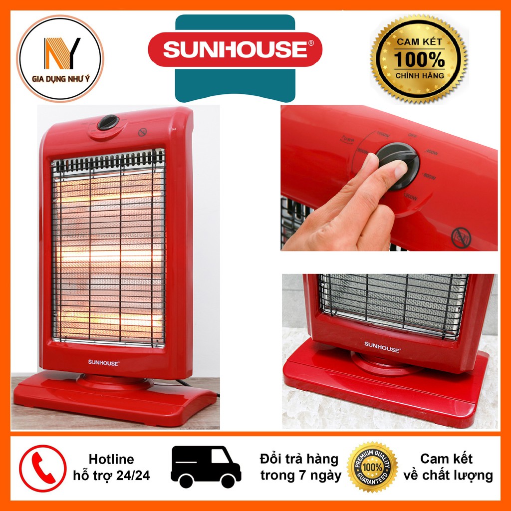 SƯỞI ĐIỆN 3 BÓNG HALOGEN SUNHOUSE SHD7016 ĐỎ