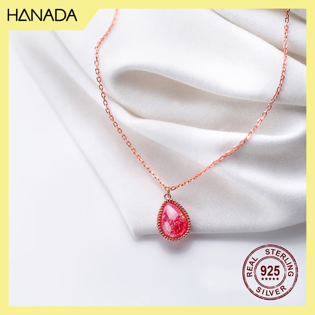 [HCM] Dây Chuyền Bạc 925 Hanada  Giọt Nước Đá Thạch Anh 0157