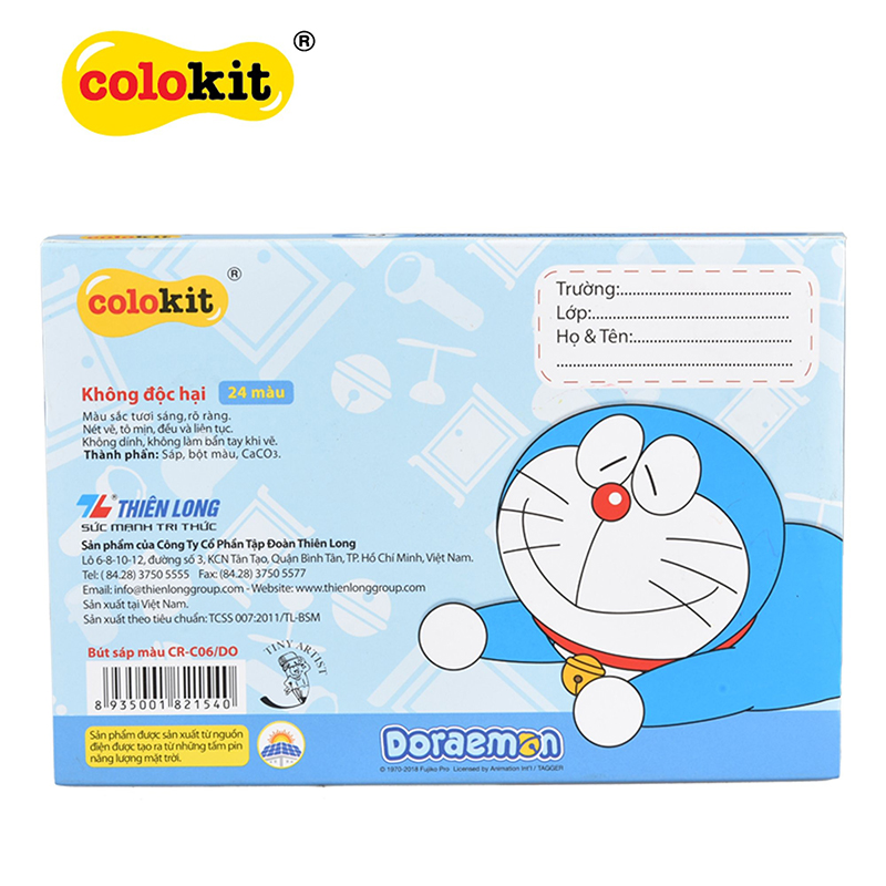 Sáp 24 màu Thiên Long Colokit Doraemon CR-C06/DO