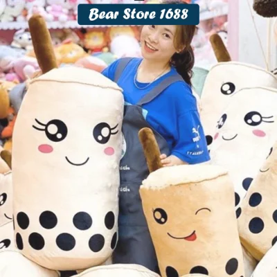 Gấu Bông Gối Ôm Bình Trà Sữa Nhồi Bông Chất Liệu Vải Nhung Hàn Quốc size nho
