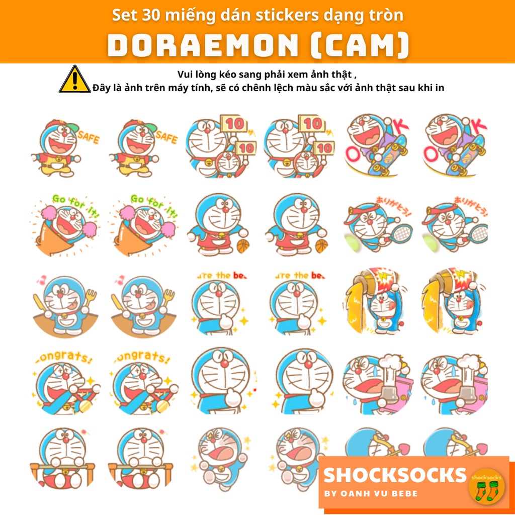 30 miếng dán stickers hình DORAEMON