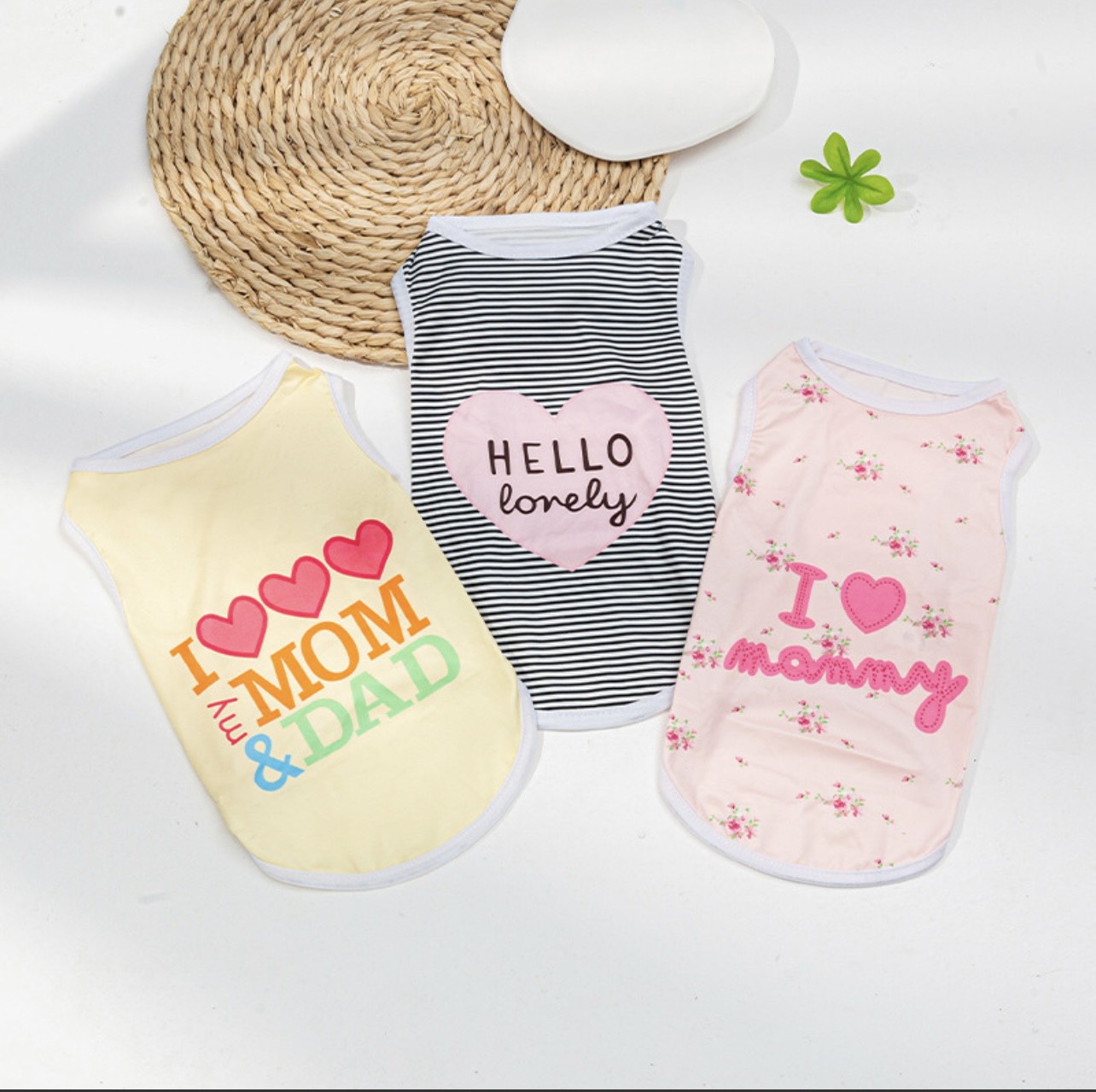 Áo Thun Cotton Sát Nách Cho Chó Mèo Dễ Thương