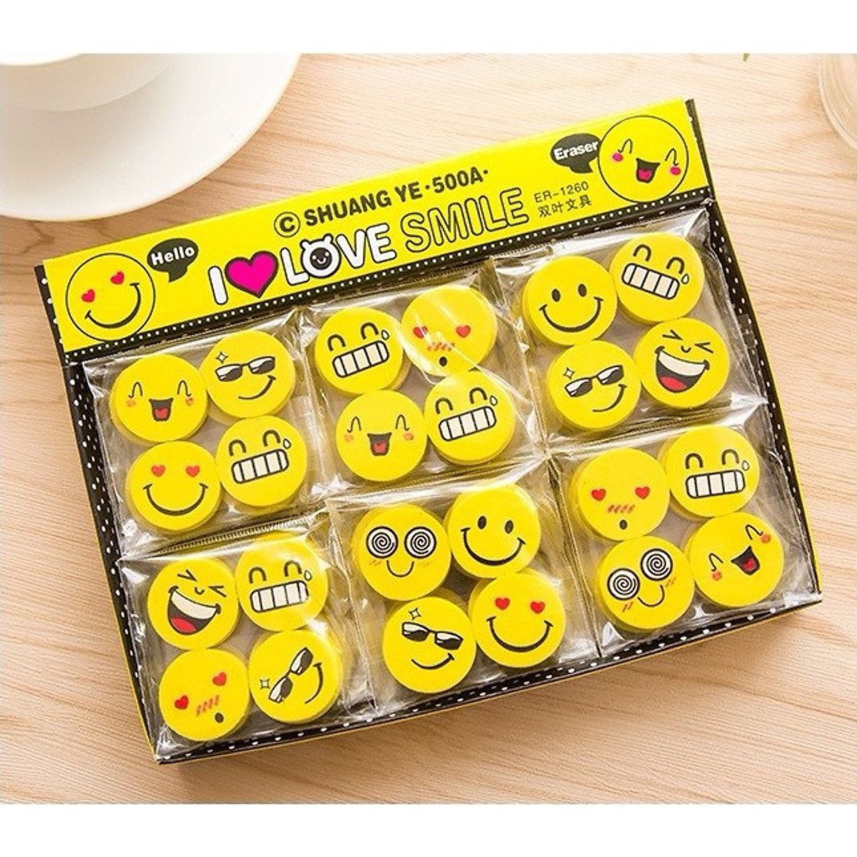 Gôm Tẩy hình mặt cười (túi gồm 4 cục) dễ thương