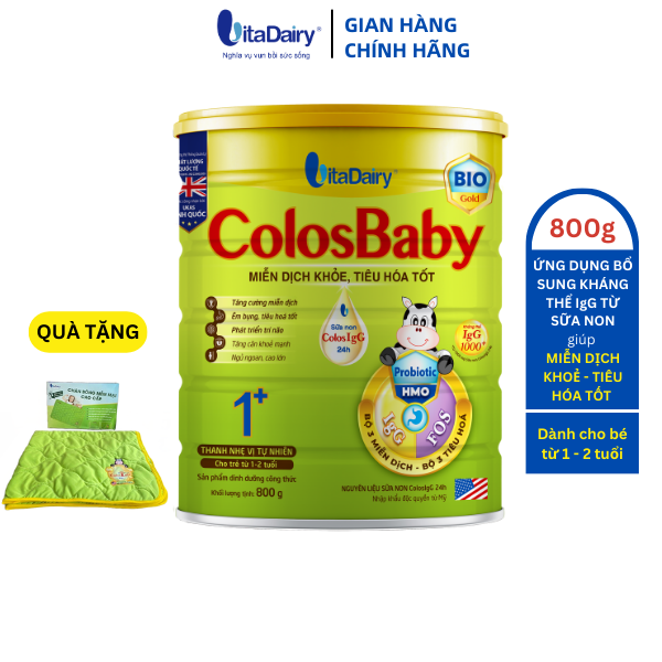 [TẶNG THÚ NHỒI BÔNG CHÂN DÀI] Colosbaby BIO Gold 1+ 800g hỗ trợ tiêu hóa, miễn dịch khỏe cho bé...