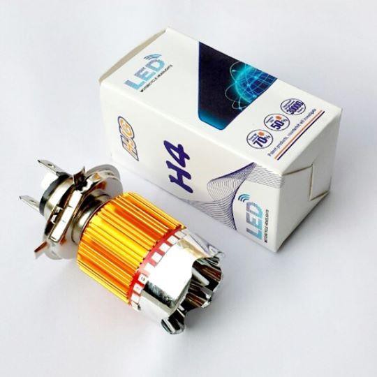 Đen pha H4 4 tim led viền 7 màu