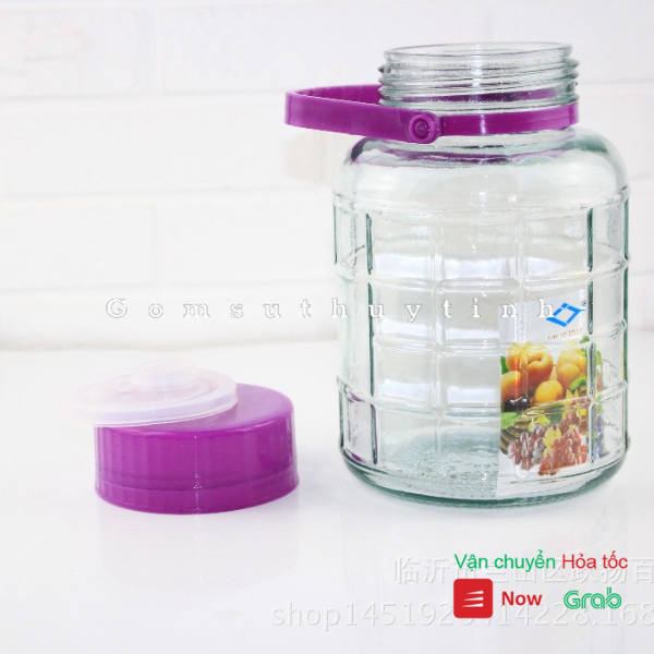 Bình ngâm rượu thủy tinh 2 lít quai xách