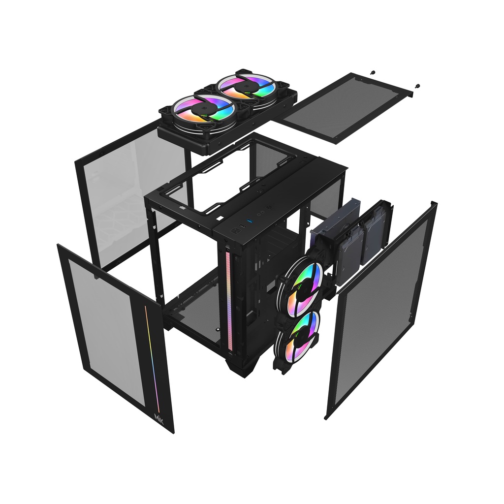 Case máy tính Mik Lv12 Mini Elite hỗ trợ mainboard M-ATX, ITX - BLACK