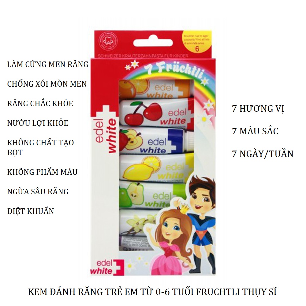 Kem đánh răng trẻ em đặc biệt từ 0-6 tuổi “7 Früchtli” Thụy Sĩ