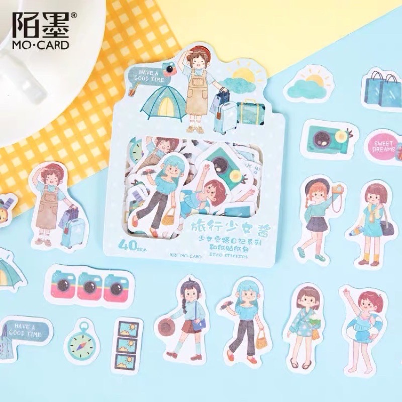 Set 40/50 Stickers Bé Gái Dễ Thương