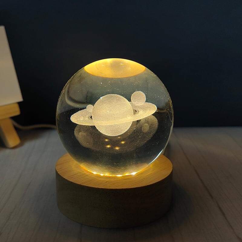 Đèn Ngủ 3D Quả Cầu Pha Lê Phát Sáng