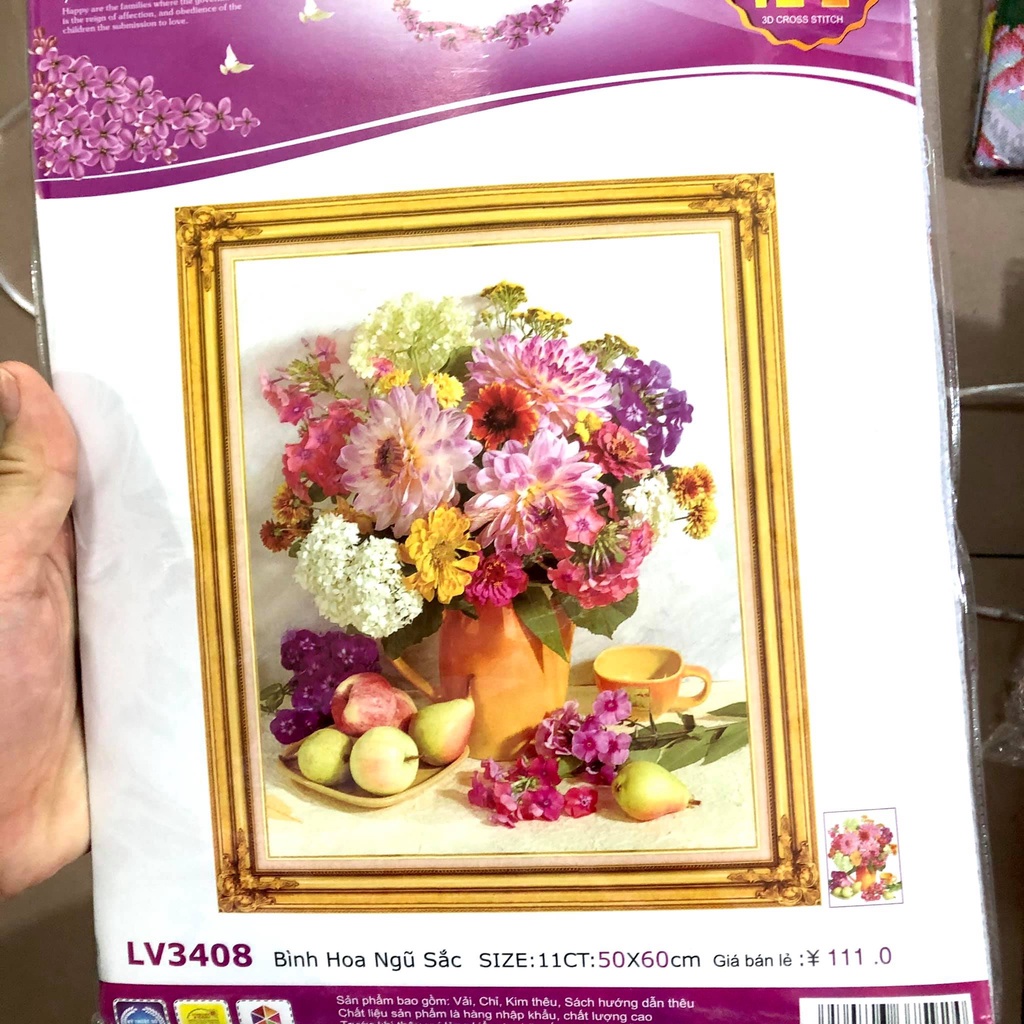 Tranh thêu chữ thập Bình hoa AL21488-Siêu thị tranh thêu