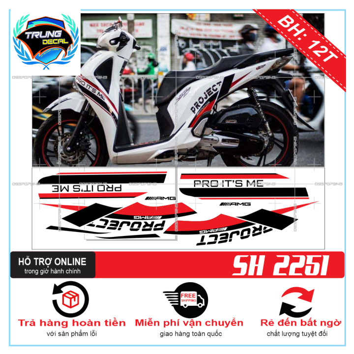 Tem rời xe sh 2019 trắng đỏ đen