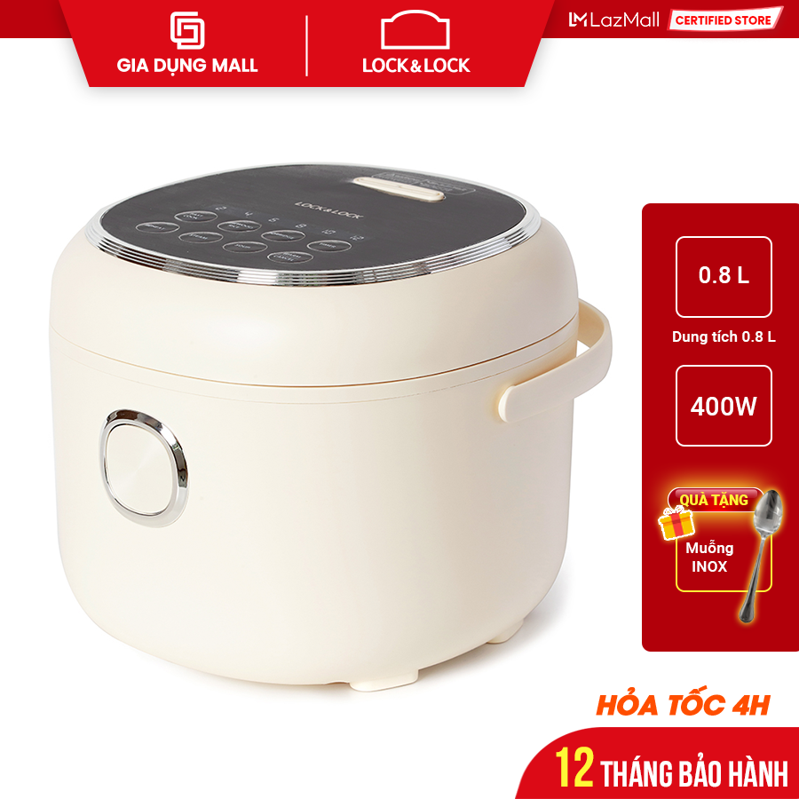 BÁO GIÁ Nồi Cơm Lock | Shopee Lazada Sendo Tiki mới nhất 44 Nồi Cơm Điện Lock&Lock EJR716IVY 0.8L - 220V 400W 50HZ - Thiết kế gọn nhẹ - Màu sắc trang nhã - Lòng nồi chống dính -Tay cầm tiện lợi - Nút bấm điều chỉnh dễ dàng - Hàng Chính Hãng - Bảo hành 12 tháng - Gia Dụng Mall - giadungmall