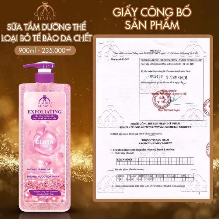 (tặng nước hoa) Sữa Tắm Tẩy Tế Bào Da Chết Charme Exfoliating