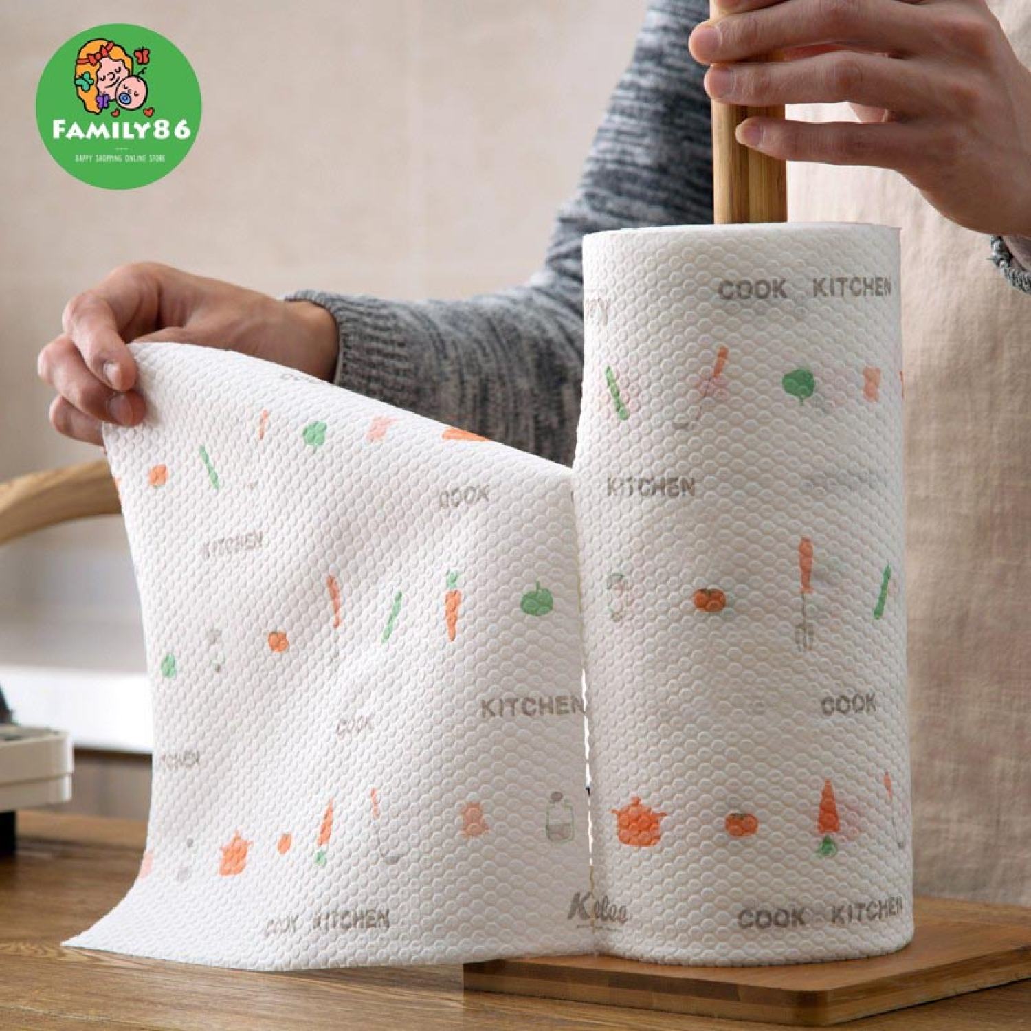 Cuộn 220 tơ` Khăn Giấy Lau Bếp Đa Năng 20 - 25cm