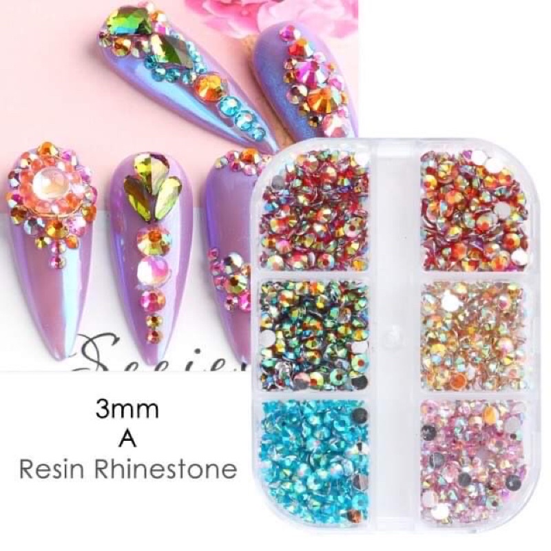 Đá khay 6 ngăn mix màu siêu sáng đẹp đính móng