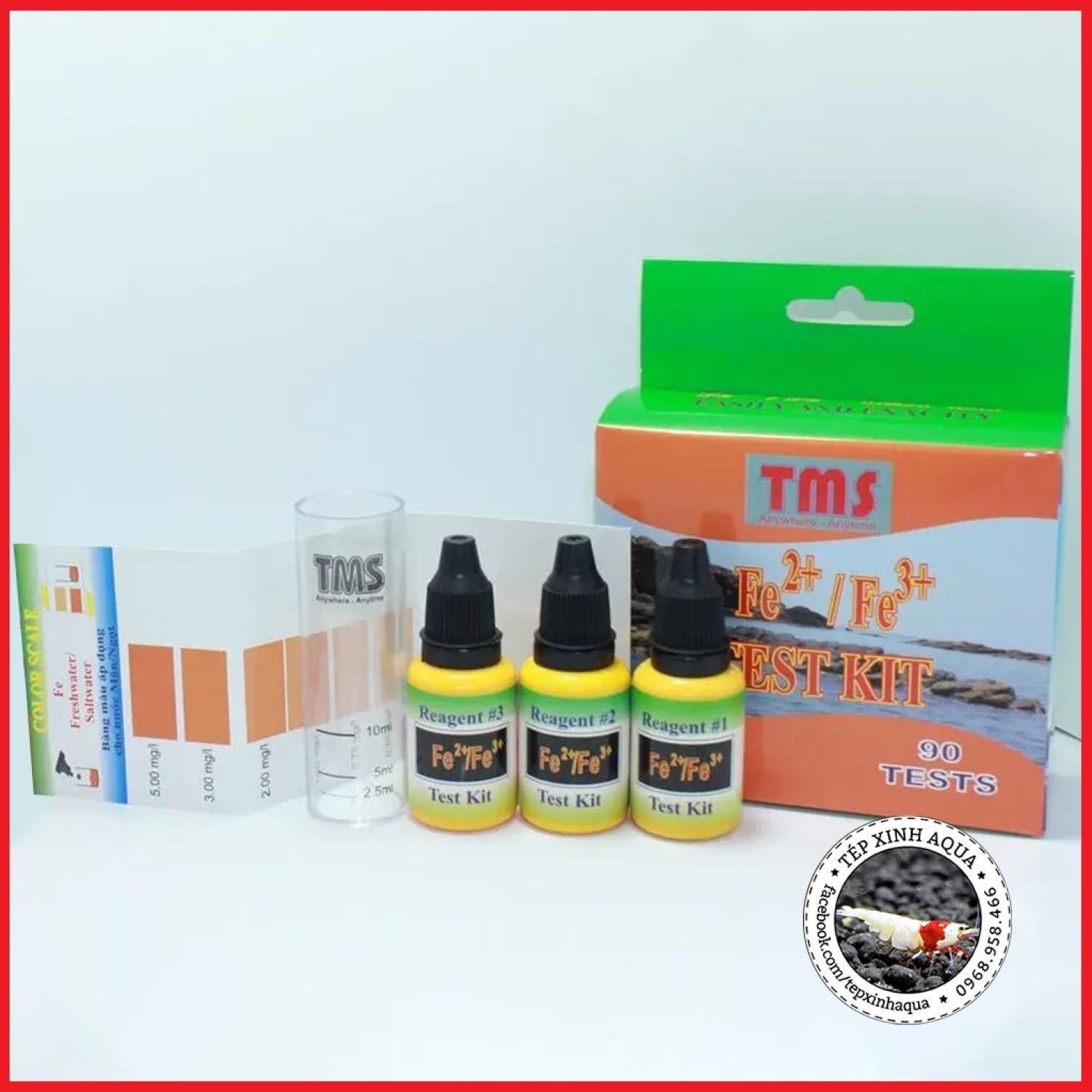 Bộ kiểm tra nước - test nước đo Fe - Kit đo - Kit test Sắt (phèn) - test hàm lượng TMS [Tép Xinh Aqua]