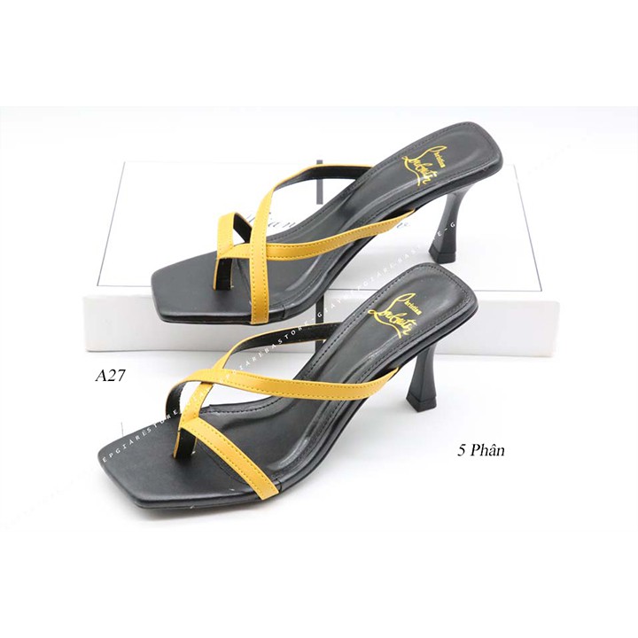 Guốc cao gót nhọn 5 phân quai chéo xỏ ngón