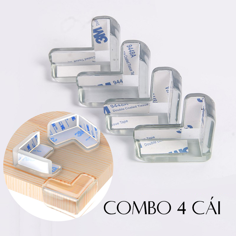 Combo Bộ 4 Miếng Dụng Cụ Silicone Chặn Và Bịt Góc Bàn Tủ Cửa Bảo Vệ Bé Legaxi