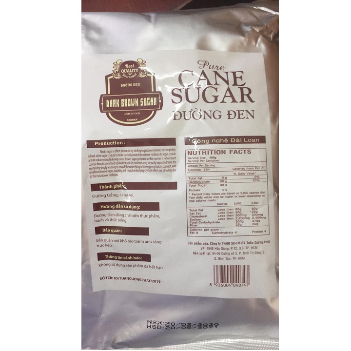 Đường Đen Làm Sữa Tươi TC Đường Đen Taiwan 1kg