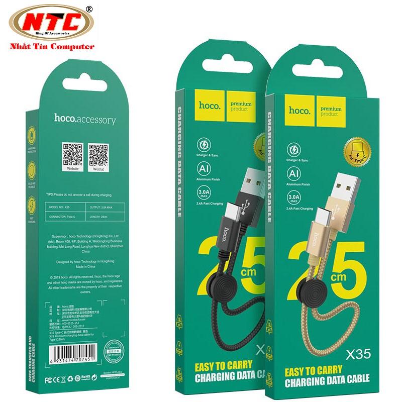 Cáp sạc nhanh và truyền dữ liệu cổng Type-C Hoco X35 3A hỗ trợ QC3.0 dài 25cm - Nhất Tín Computer